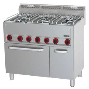 Fourneau gaz 5 feux avec four électrique ventilé GN1/1 P 99 CASSELIN C6FOG5FFEVP99