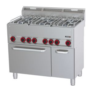 Fourneau gaz 6 feux avec four électrique ventilé GN 1/1 P 99 CASSELIN C6FOG6FFEVP99