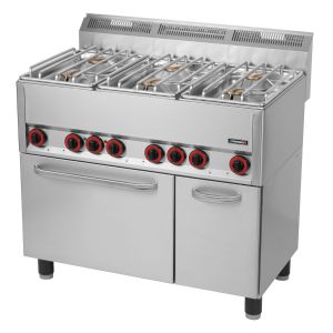 Fourneau gaz 6 feux avec four électrique ventilé GN 1/1 99 CASSELIN C6FOG6FFEV99