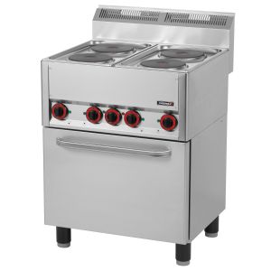 Fourneau électrique 4 feux avec four électrique ventilé GN 1/1 66 CASSELIN C6FOE4FFEV66