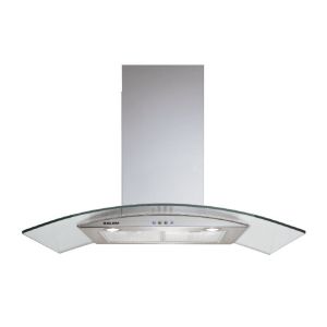 Hotte Décorative Murale Soft Verre Galbé/Inox 90 cm GLEM GHS972IX