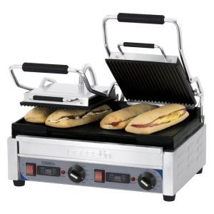 Grill panini double premium rainurée - lisse avec minuteur CASSELIN CGP2RLPT