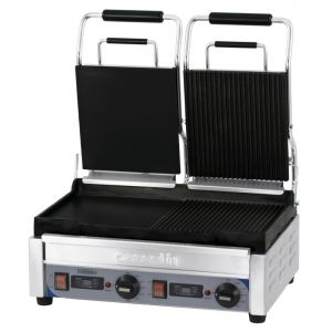 Grill panini double premium mixte avec minuteur CASSELIN CGP2HRBLPT