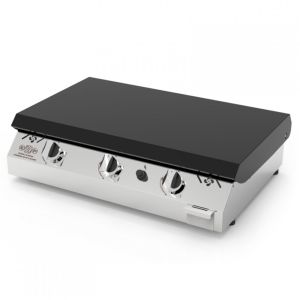 Plancha gaz 9 kw plaque inox 78x45 habillage inox anti-trace capot noir Nespress RECPLIPN