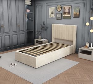 LIT ENFANT CAMILLE VELOURS BEIGE 90x190CM EURODESIGN L96BE90