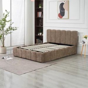LIT DOUBLE COFFRE MOON CHENILLE MOKA 180X200CM L691MOMO180