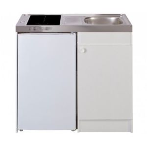 Kitchenette complète 100 cm + domino vitro + évier inox réversible + réfrigérateur top4* 100M2P114DV