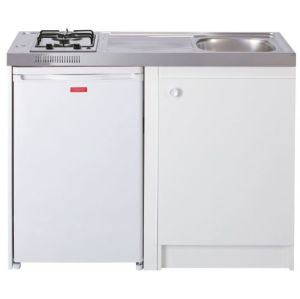 Kitchenette complète 100 cm + domino gaz + évier inox réversible avec réfrigérateur top 4* 100M2P114DG