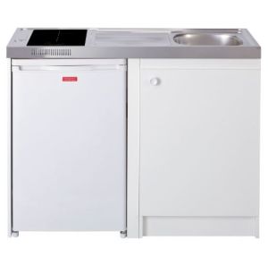 Kitchenette complète 120cm + domino vitro + évier inox réversible + réfrigérateur top 4* 120M1P114DVSA