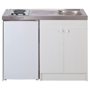 Kitchenette complète 140 cm + domino électrique avec minuteur + évier inox réversible + réfrigérateur top 4* 140M2P114DEM
