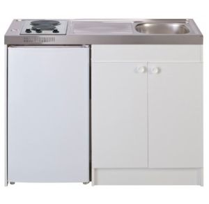 Kitchenette complète 120 cm + domino électrique + évier inox réversible + réfrigérateur top 4* 120M2P114DE