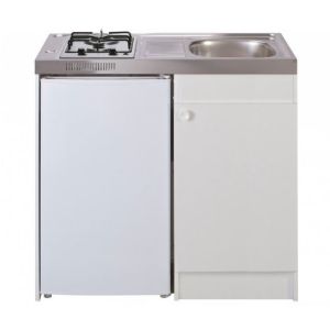 Kitchenette complète 100 cm + domino gaz + évier inox irréversible + réfrigérateur top 4* 100M2P114DG