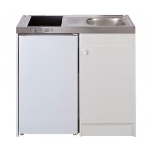 Kitchenette complète 100 cm + domino gaz + évier inox réversible + réfrigérateur top 4* 100M2P114DI
