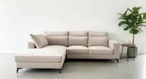 CANAPE ANGLE GAUCHE VELOURS BEIGE 265x200cm MADRID-AG-VBE