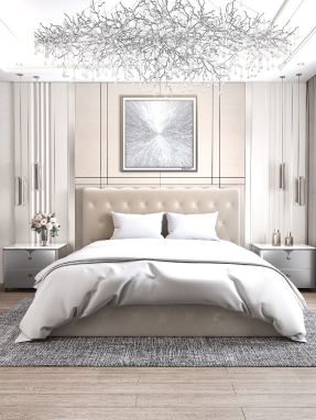 Lit Coffre Corsica En Velours Beige 180X200CM