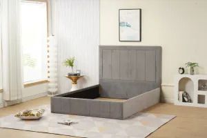 CADRE DE LIT POLO VELOURS GRIS VENDU SANS SOMMIER POLO G 160