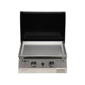 Plancha gaz 6 kW plaque inox 55x45 habillage inox anti-trace capot noir Nespress RECPLURN