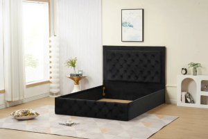 CADRE DE LIT ROMA 140 x 190cm VELOURS NOIR VENDU SANS SOMMIER VELOURS NOIR ROMA N 140