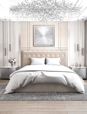 LIT COFFRE CORSICA EN VELOURS GRIS 140x190 EURODESIGN 755G140