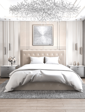 LIT COFFRE CORSICA EN VELOURS BEIGE