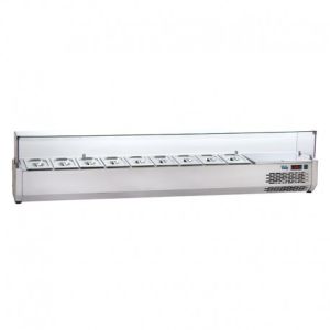 VITRINE RÉFRIGÉRÉE 9 BACS GN 1/4 POUR TABLE À PIZZA