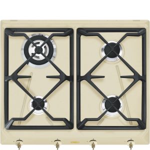Table De Cuisson 4 Feux 60 cm Gaz Crème SMEG SRV864POGH
