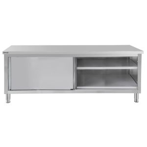 Table de travail Inox 600 avec portes coulissantes 1200 mm Casselin C6TTPC120