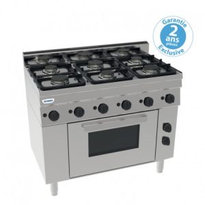 Fourneau 6 feux sur four électrique ventilé Tecnoinox PFL105G6