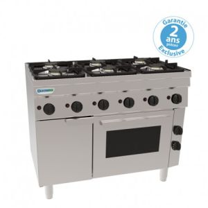 Fourneau 6 feux sur four électrique ventilé Tecnoinox PF105G6