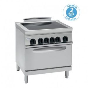  Fourneau dessus électrique sur four statique électrique GN2/1 - 4 plaques vitros - Gamme 700 - Tecnoinox PFC8E7