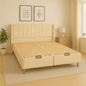 LIT COFFRE TOKYO BOX VELOURS BEIGE 140X190CM TOKYO-BE-140