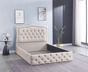 CADRE DE LIT TREND 140x190cm VELOURS BEIGE VENDU SANS SOMMIER TREND BE 140