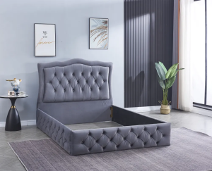 CADRE DE LIT TREND 140x190cm VELOURS GRIS VENDU SANS SOMMIER TREND G 140