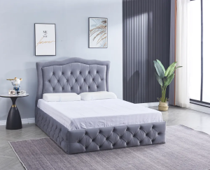 CADRE DE LIT TREND 160x200cm VELOURS GRIS VENDU SANS SOMMIER TREND G 160