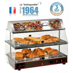 Vitrine chauffante avec bloc lumineux - GN 1/1 - 2 niveaux Sofraca N62