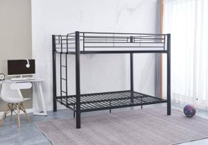 LIT SUPERPOSE COLOSSE EN METAL NOIR 140 x 190 + 140 x 190 cm EURODESIGN 2+2N