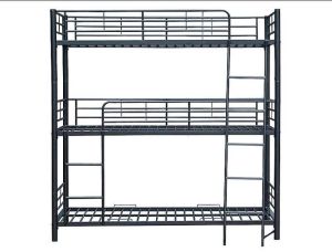 LIT SUPERPOSE TRIO EN METAL NOIR 1 EN PLACE 90x190 cm EURODESIGN 1+1+1n