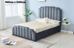 LIT PEPPER CAPITONNE EN LIGNE VELOURS GRIS 160x200 cm EURODESIGN 719G160