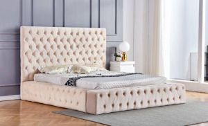LIT ROYAL CAPITONNE VELOURS BEIGE 160x200 cm EURODESIGN 730BEG160