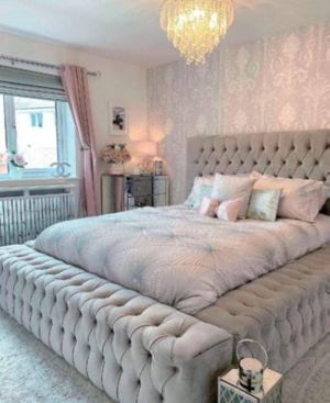 LIT ROYAL CAPITONNE VELOURS GRIS 140x190 cm EURODESIGN 730G140