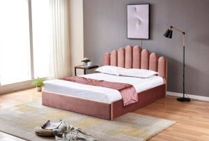 LIT DOHA VELOURS ROSE AVEC COFFRE 140x190 cm EURODESIGN 746R140