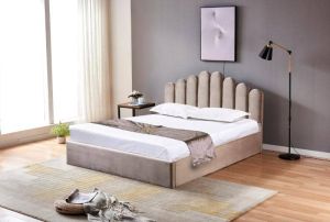 LIT DOHA VELOURS MOKA AVEC COFFRE 160x200 cm EURODESIGN 746M160