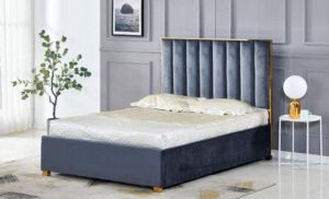 LIT TONY A BORDURE DOREE VELOURS ANTHRACITE 140x190 cm EURODESIGN 740AN140