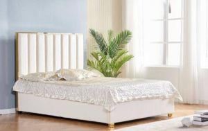 LIT TONY A BORDURE DOREE VELOURS BEIGE VELOURS NOIR 140x190 cm EURODESIGN 740BE140