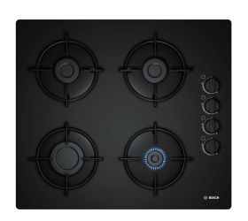 Table de cuisson gaz verre noir 60cm Bosch POP6B6B10